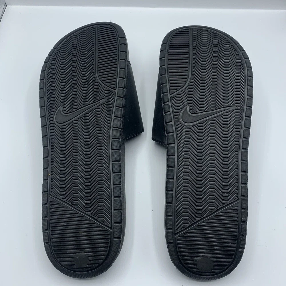 NIKE Benassi JDI Slides Sandals Black Off Court Shoes Slip On Flat Size 14
